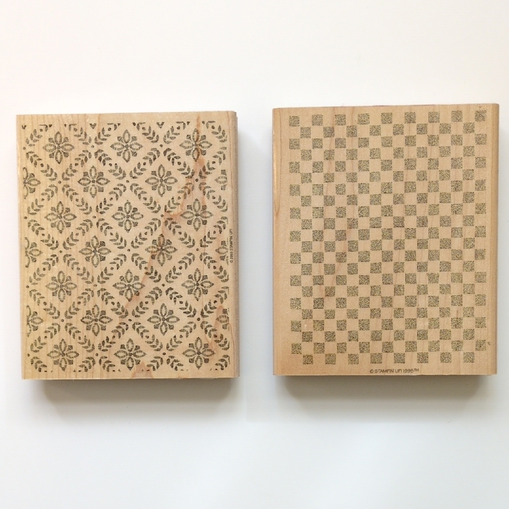 Stampin' Up RETIRED Large Background Stamps‎ - Handstitched & Checkerboard - 4x6